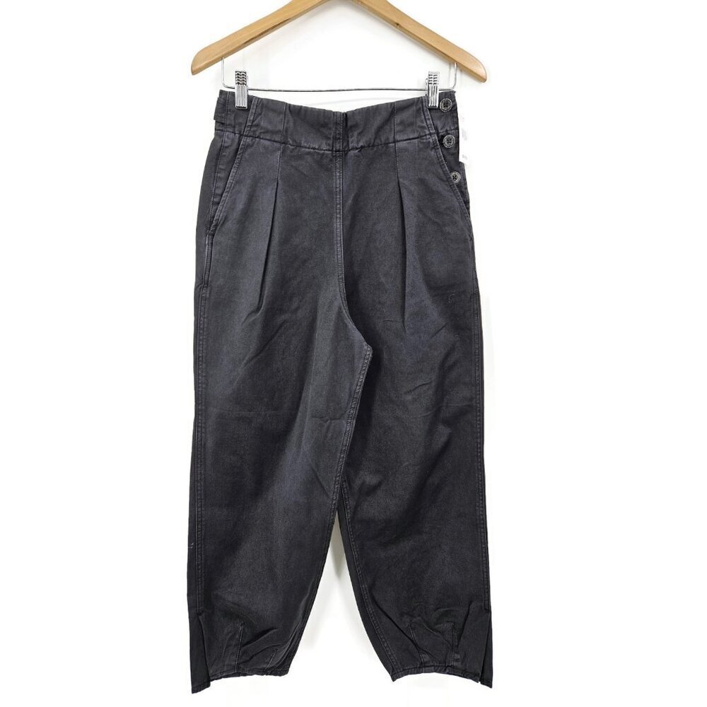New AG Adel Pleated Trousers Womens 27R Sulfur Black Cotton Pants High Waist